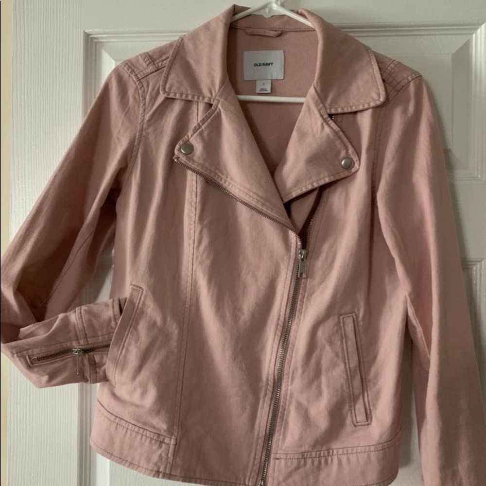 Twill pink moto jacket
